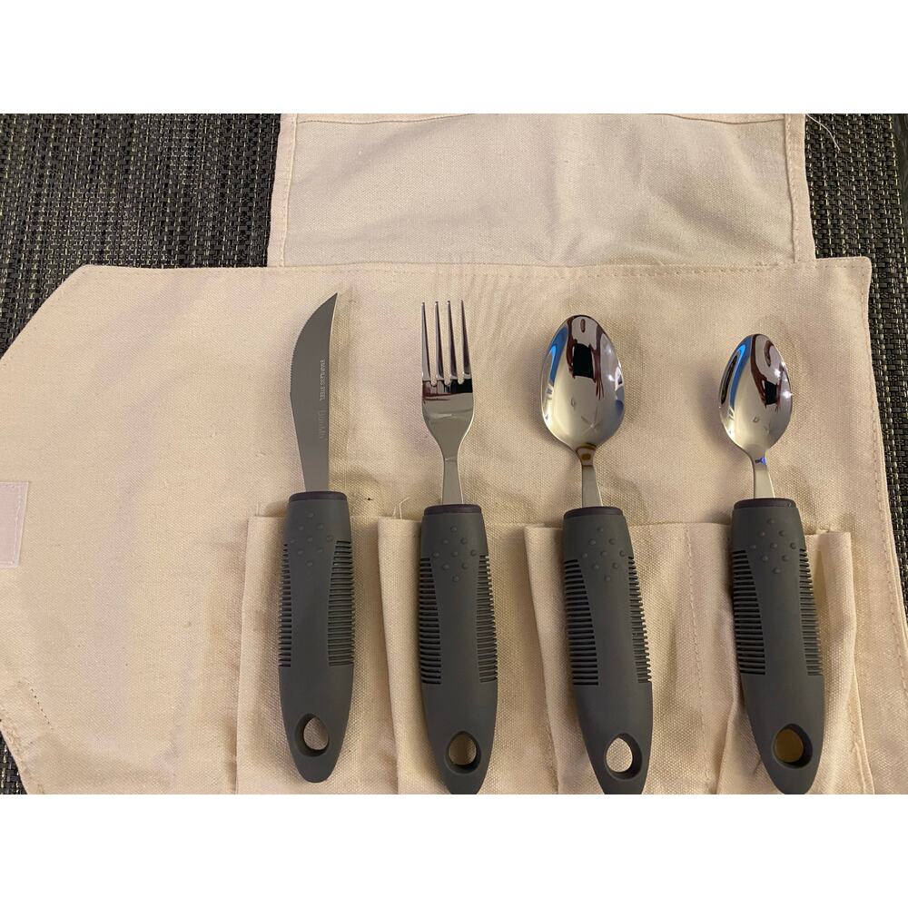 NWT BunMo Adaptive Utensils, 4 pc Set, Stainless Steel - Picture 5 of 9